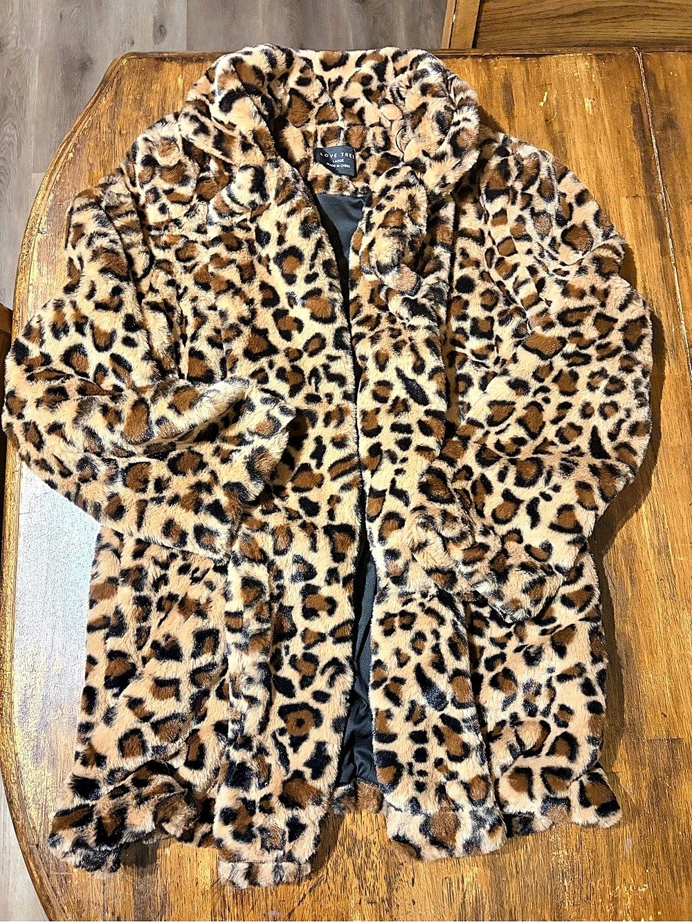 Love Tree Leopard Print Faux Fur Jacket Size Large